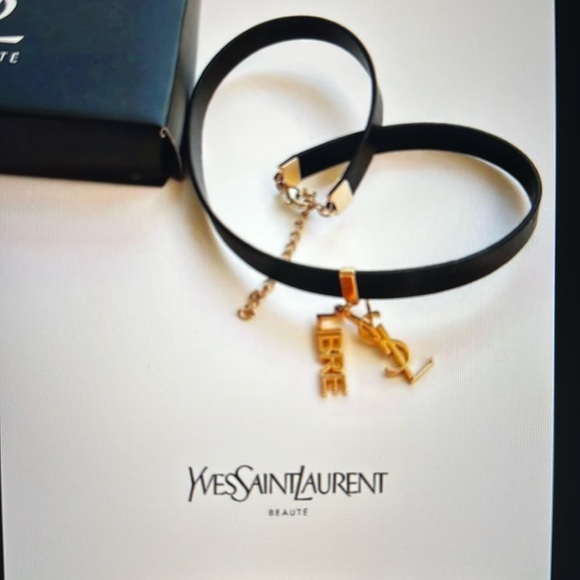 YSL Black Leather Choker Necklace - Comes in original box - Picture 1 of 5